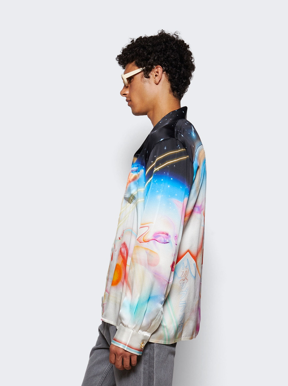 Cuban Collar Long Sleeve Shirt Galactic Connection - 3
