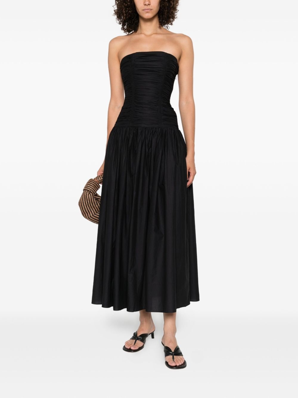 drop-waist strapless midi dress - 2