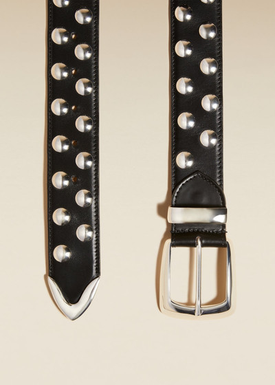 KHAITE The Bruno Belt in Black Leather with Small Silver Studs outlook