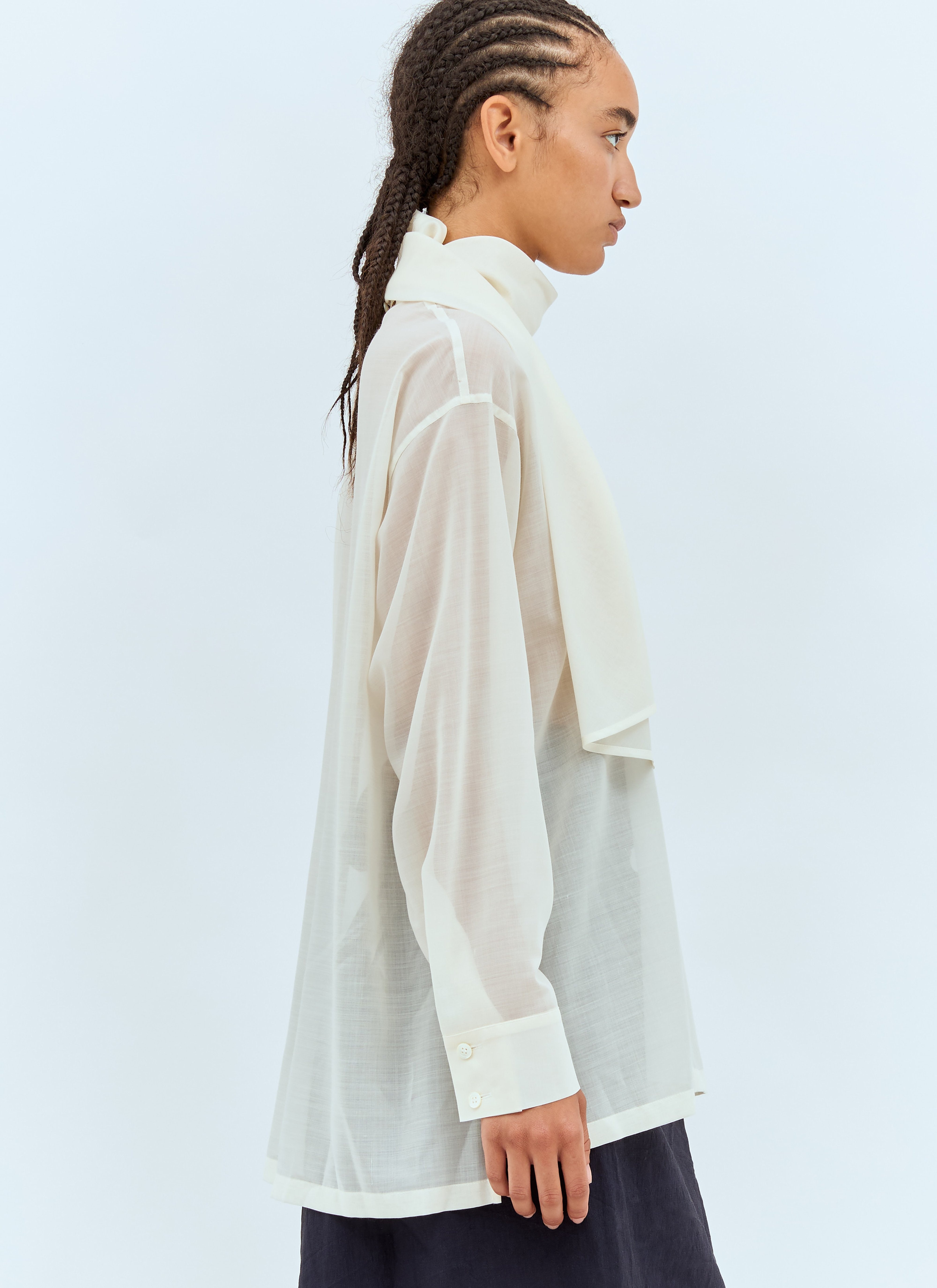 Issey Miyake Women Sheer Shirt With Shawl - 2