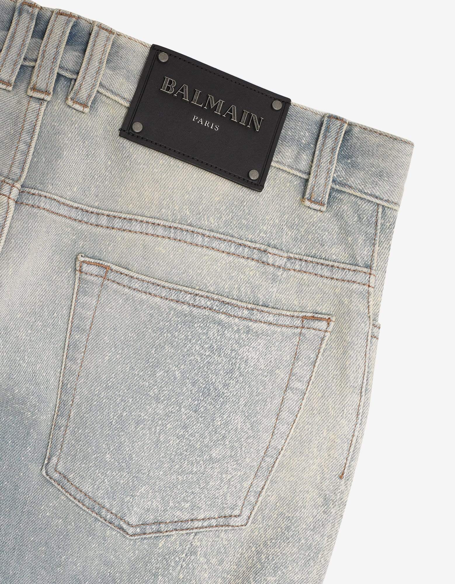 Balmain Light Blue Faded Biker Jeans - 5
