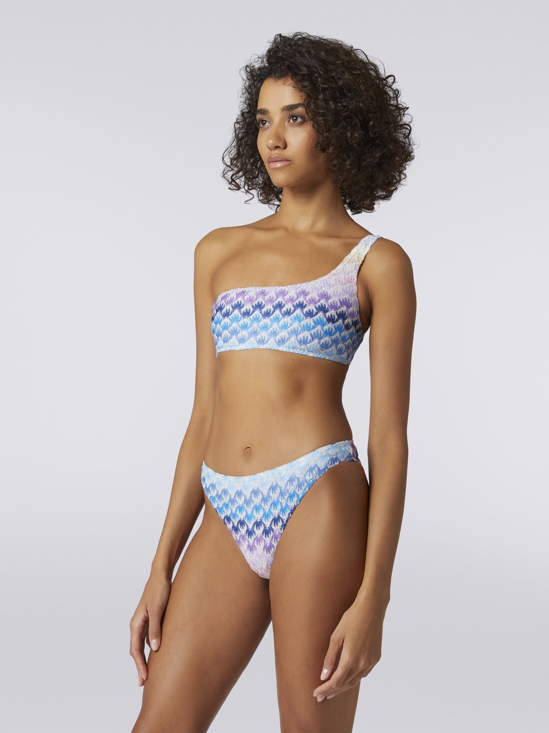 Dégradé lace-effect one-shoulder bikini with lurex - 3