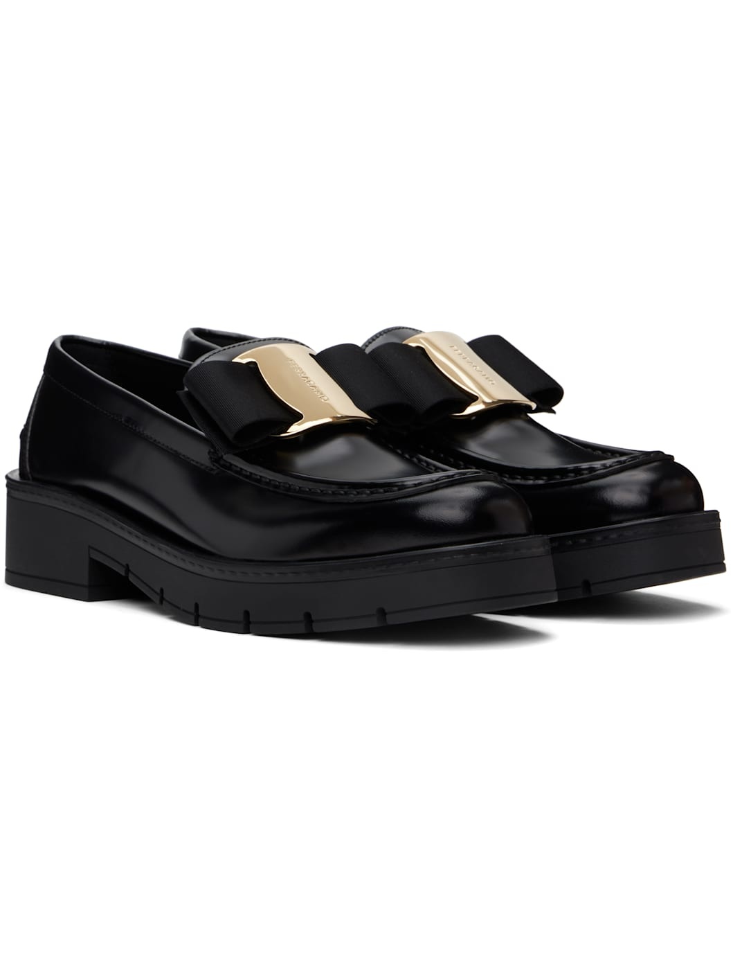 Black Chunky Vara Bow Loafers - 4