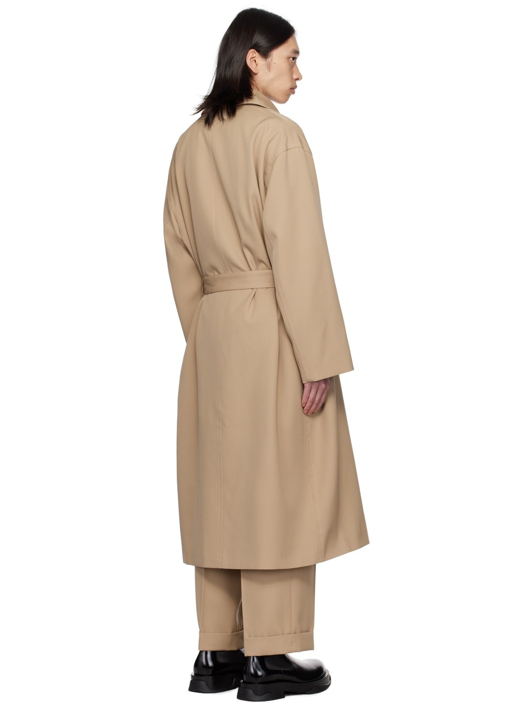 Beige Belted Trench Coat - 3