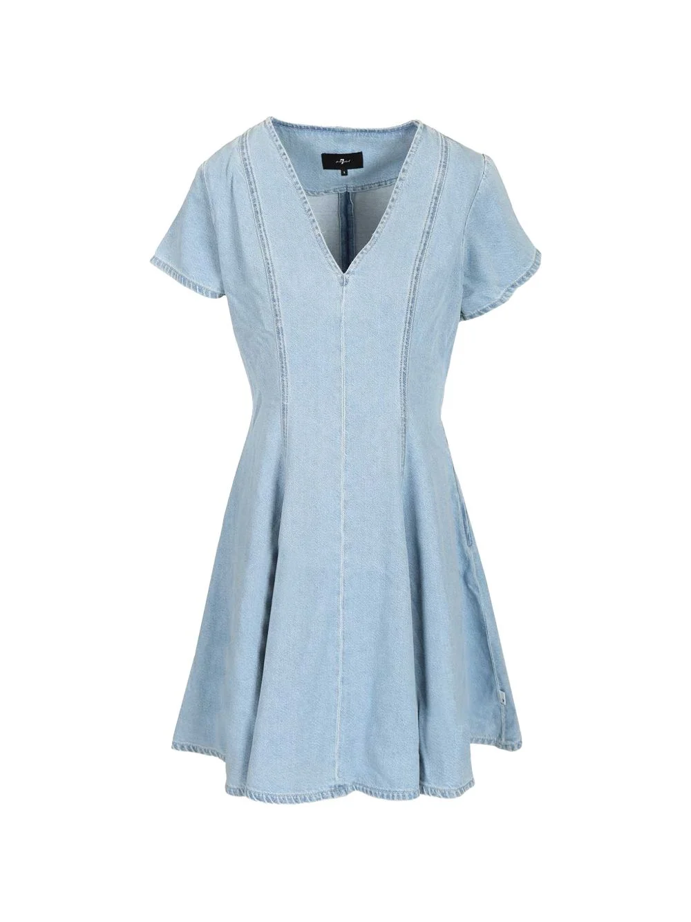 puff-sleeve denim mini dress - 1