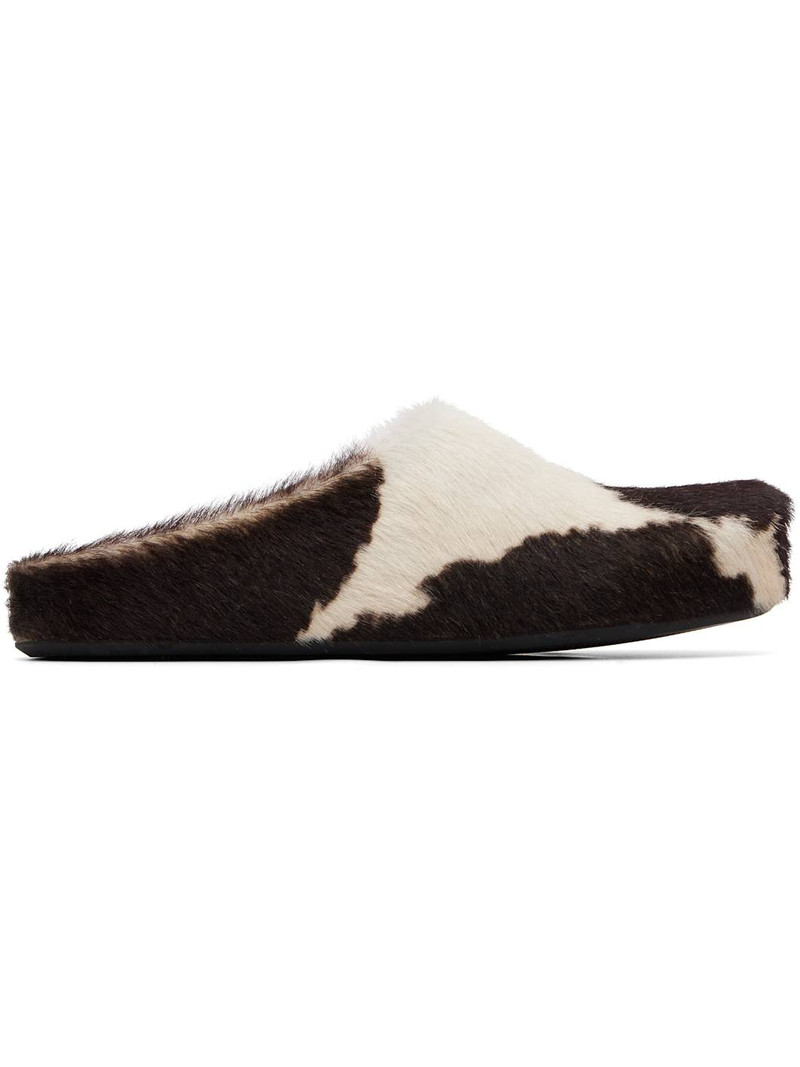 White & Brown Fussbett Sabot Slip-on Loafers 1