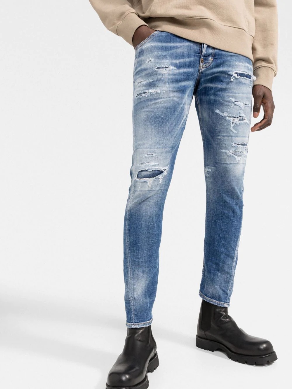 ripped slim-fit jeans - 3