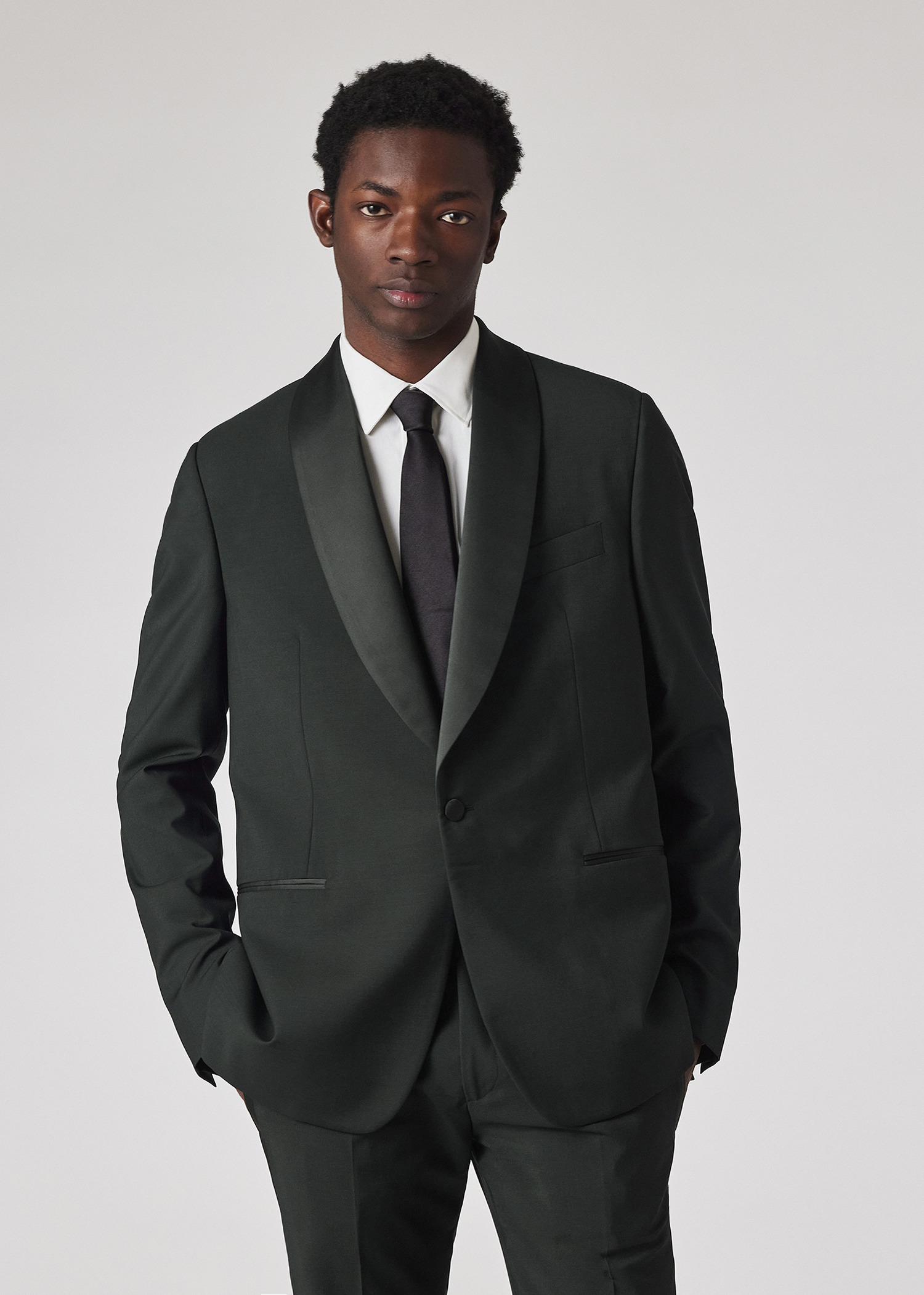 Tailored-Fit Dark Green Wool-Mohair Evening Blazer - 5