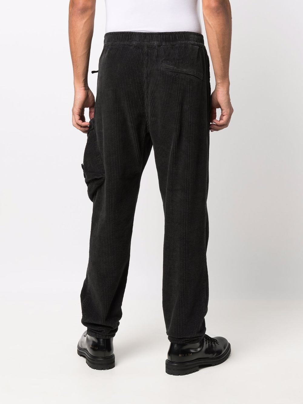 logo-patch corduroy trousers - 4