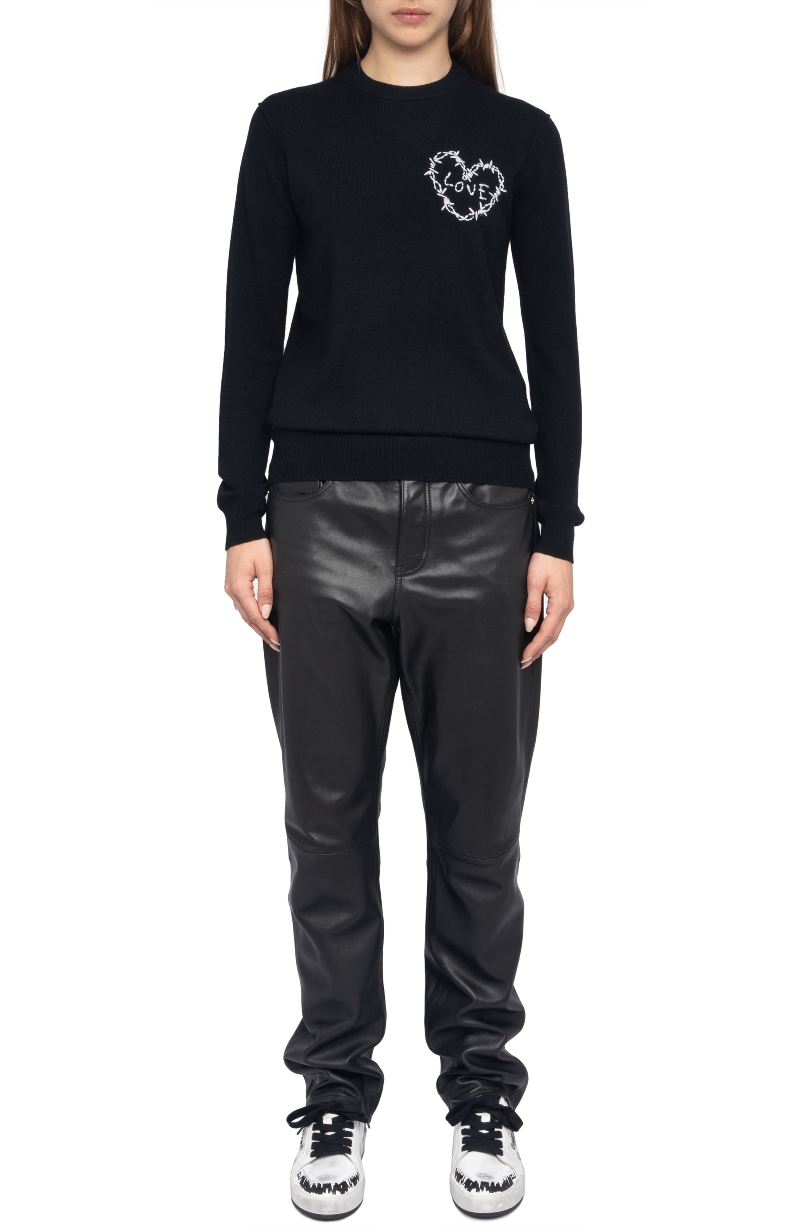 Zadig & Voltaire Kendy Heart Wool & Cashmere Sweater in Black at Nordstrom - 6