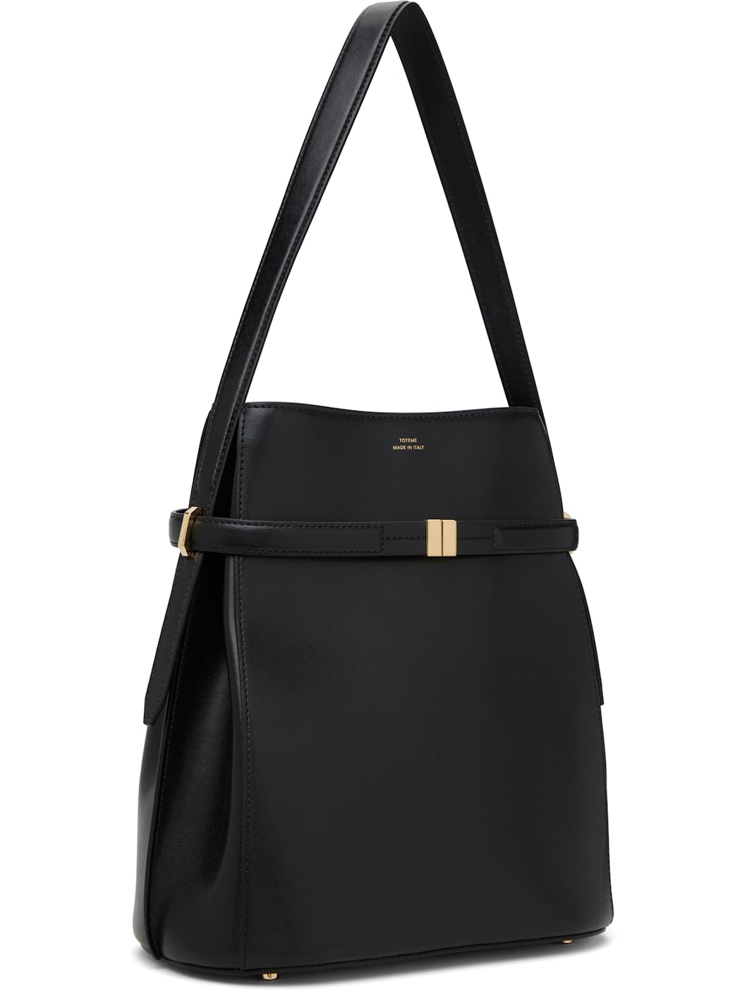 Black Belted Leather Bucket Bag - 2