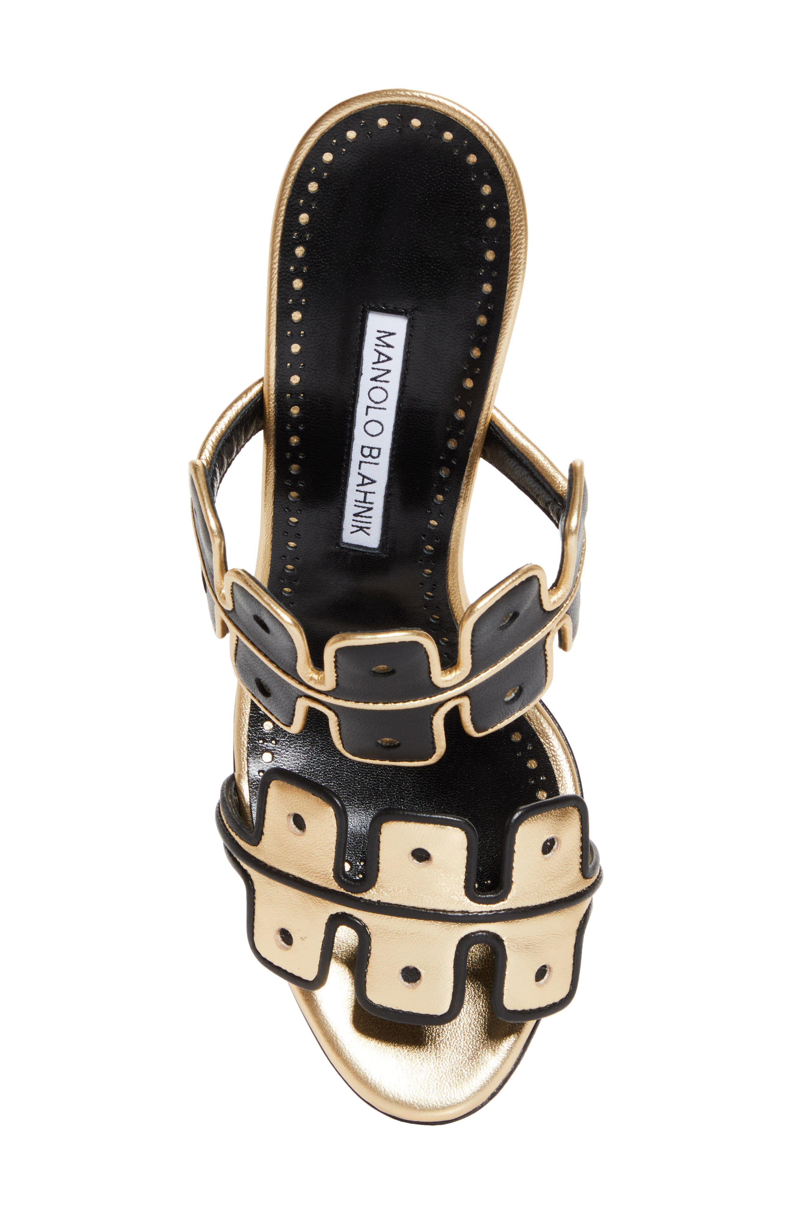 Manolo Blahnik Aplinanu Sandal in Gold7103/blck0015 at Nordstrom - 5