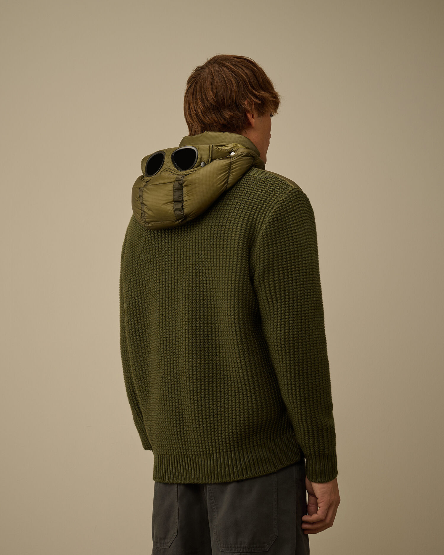 Extrafine Merino Wool Mixed Full Zip Goggle Sweater - 4