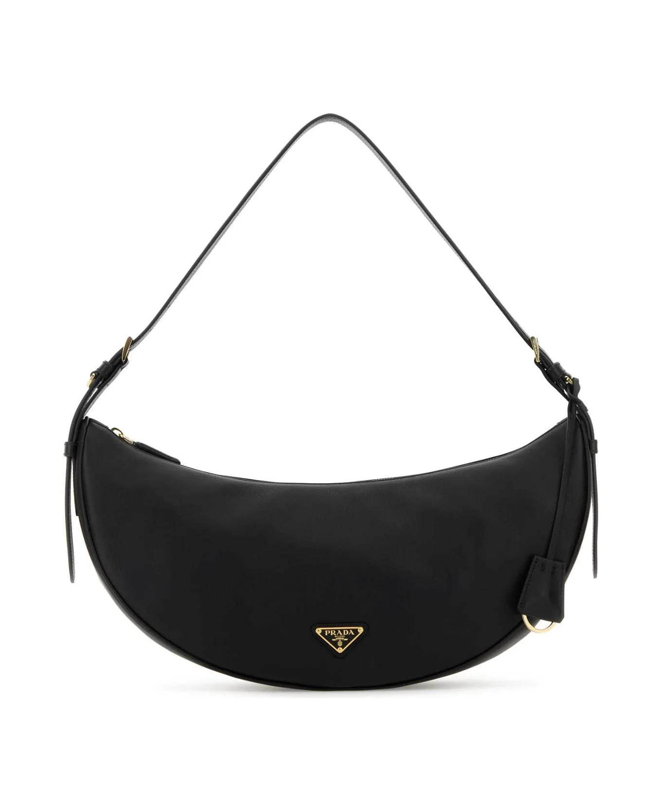 Black Leather Large Prada Demi-lune Crossbody Bag - 1