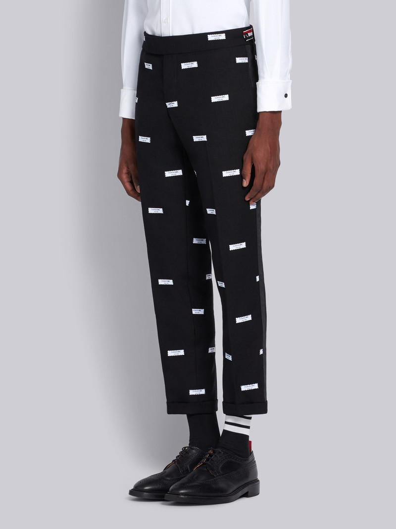 Thom Browne Black Fresco Label Embroidered Skinny Trouser  outlook