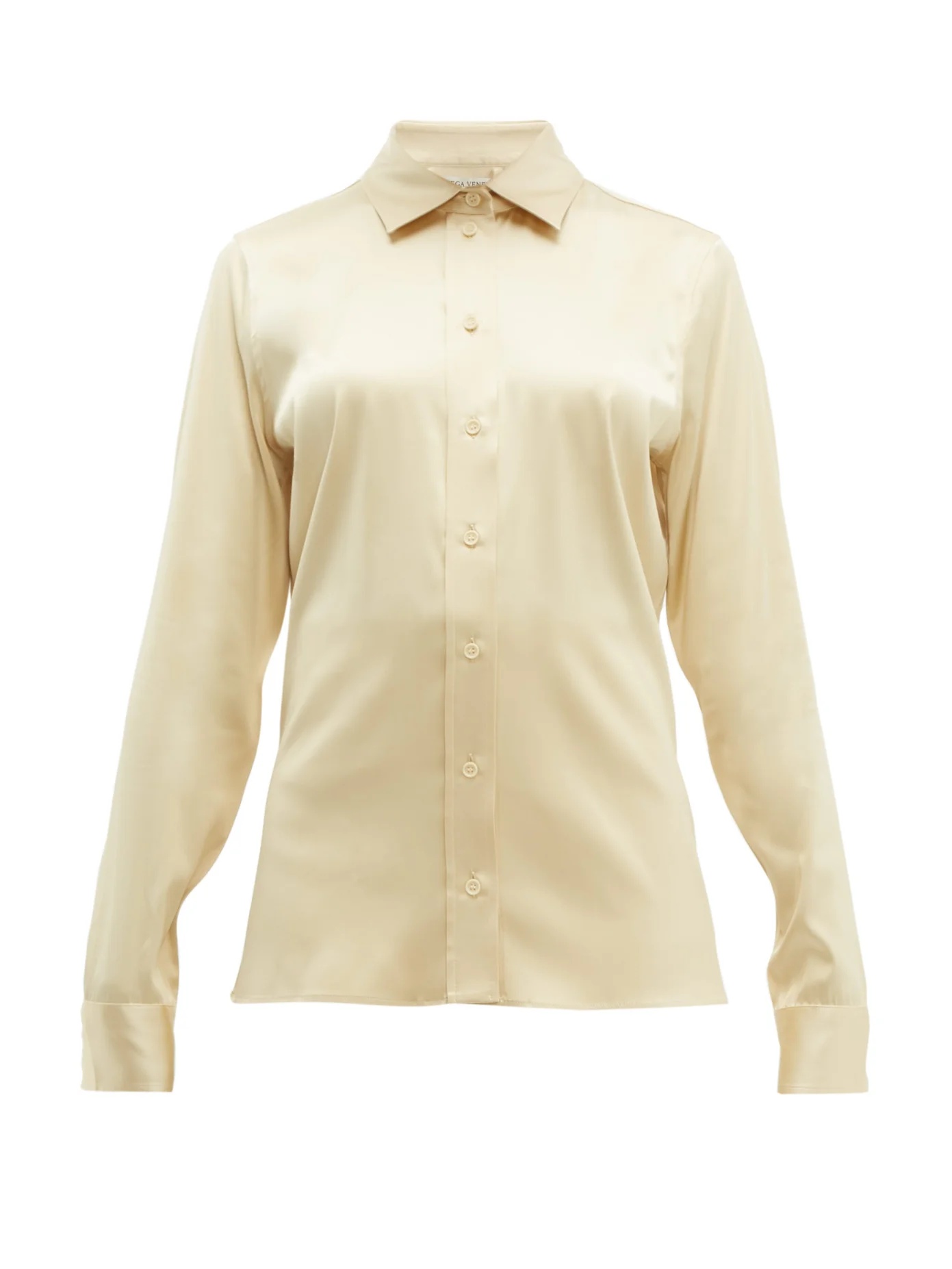 Point-collar silk-blend charmeuse shirt - 1