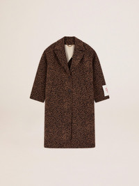 コート Golden  FW25 COCOON COAT (GWP00566P000502 50486) Women's single-breasted cocoon coat in dark blue wool with