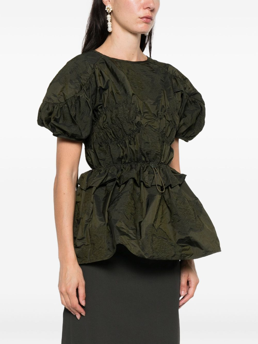 puff-sleeve textured top - 3
