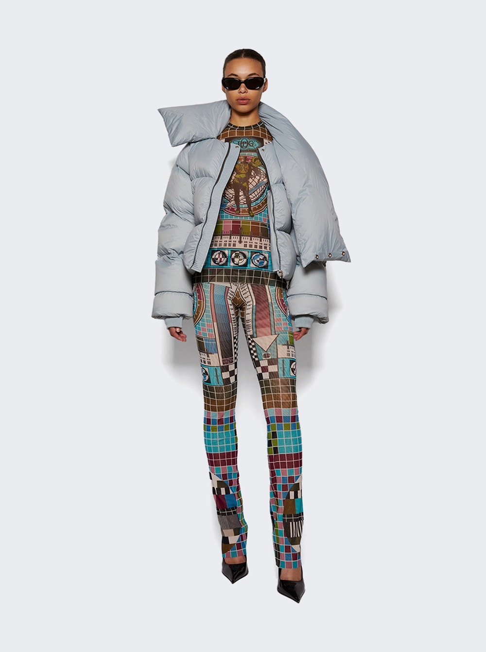 Funnel Neck Jacket Pale Blue - 2