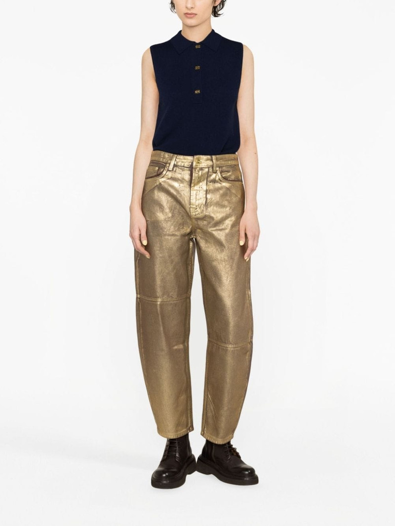 GANNI Stary gold-foiled jeans outlook