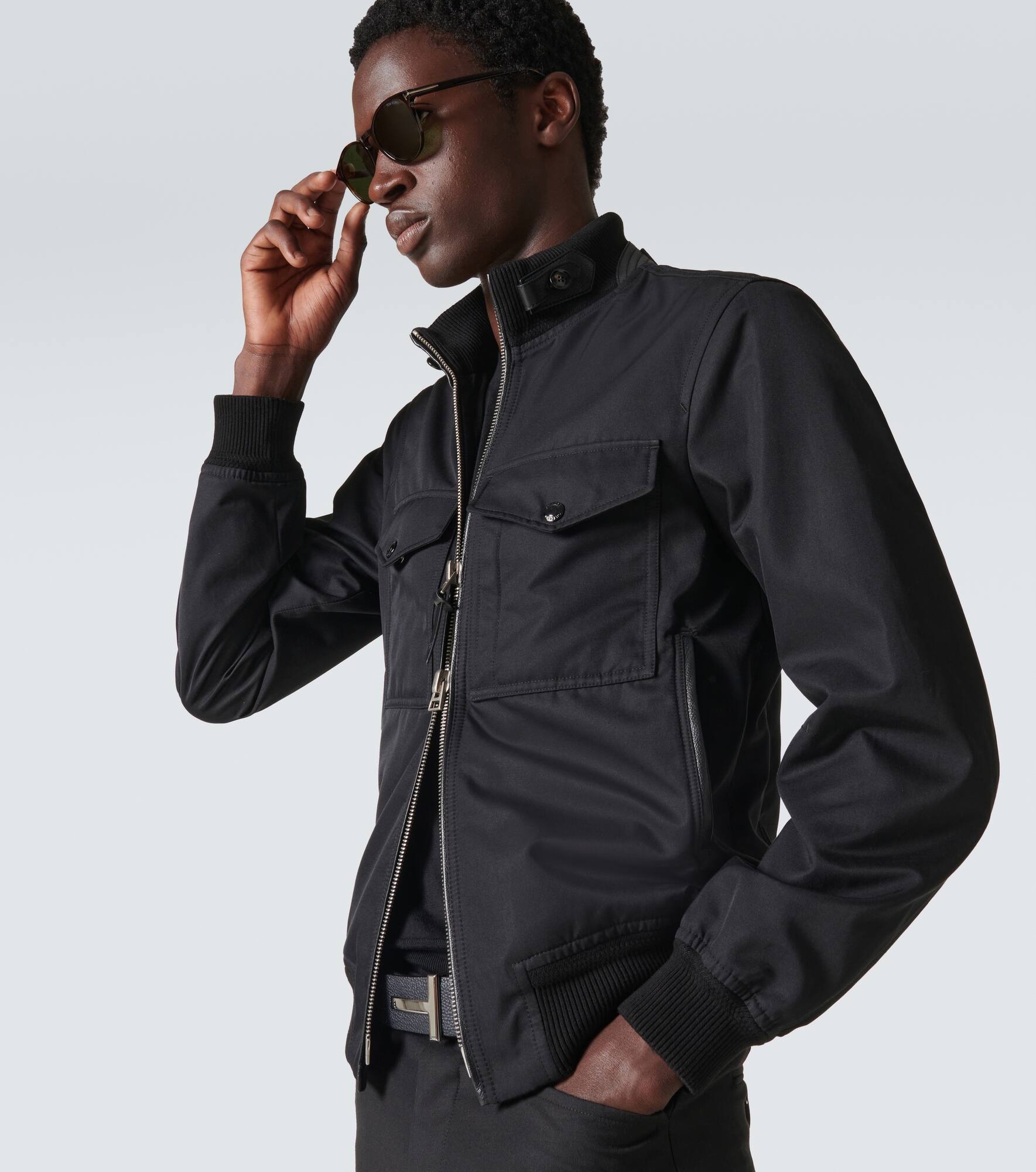 Cotton and silk twill blouson - 5