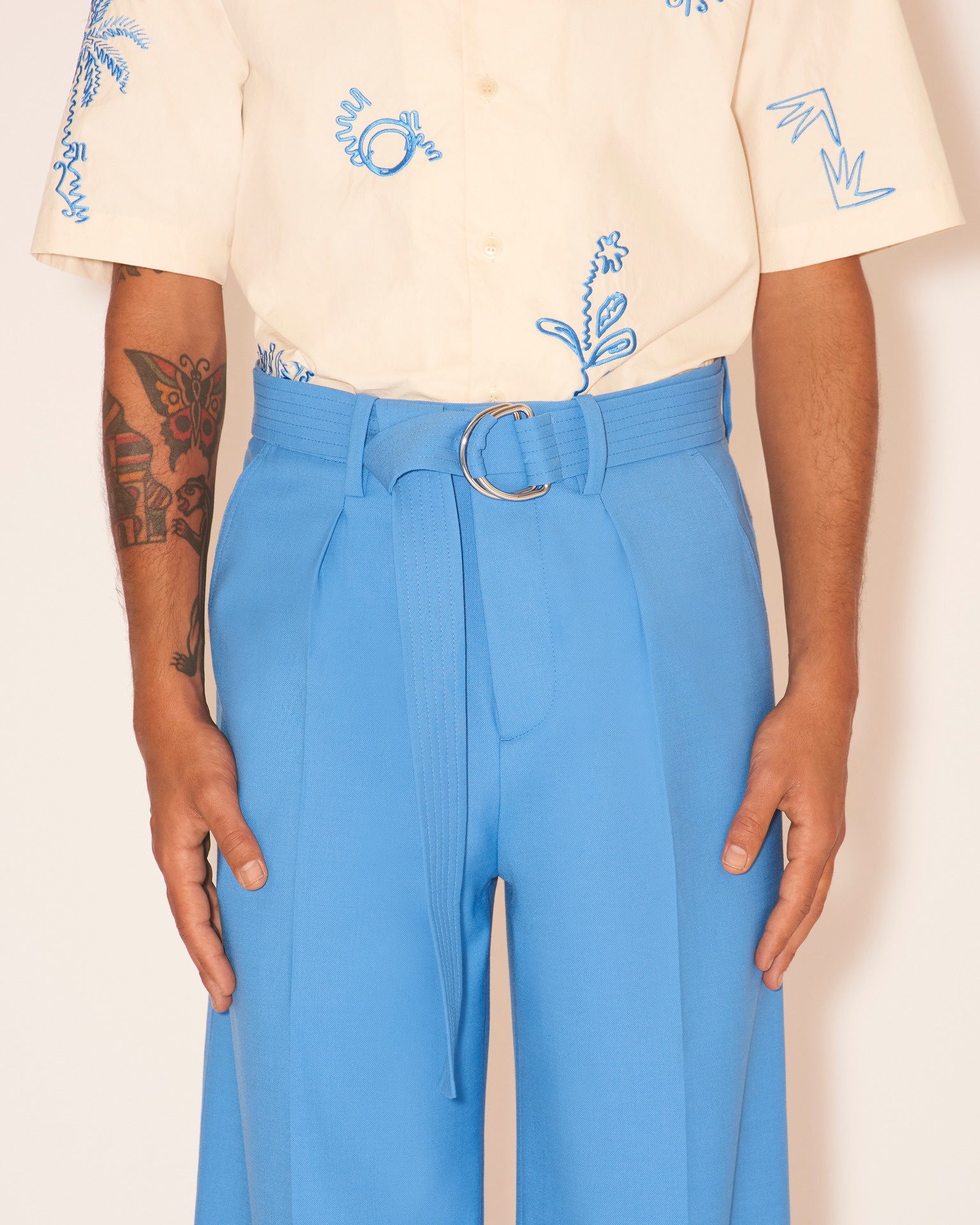 BENTO - Belted wide trouser - Electric blue - 2