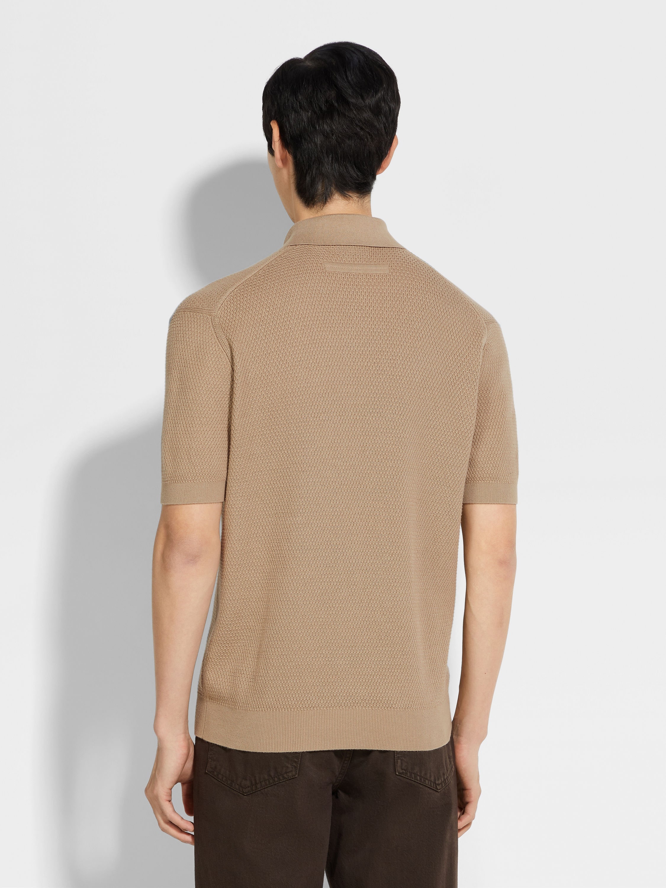 LIGHT TAUPE PREMIUM COTTON POLO SHIRT - 5