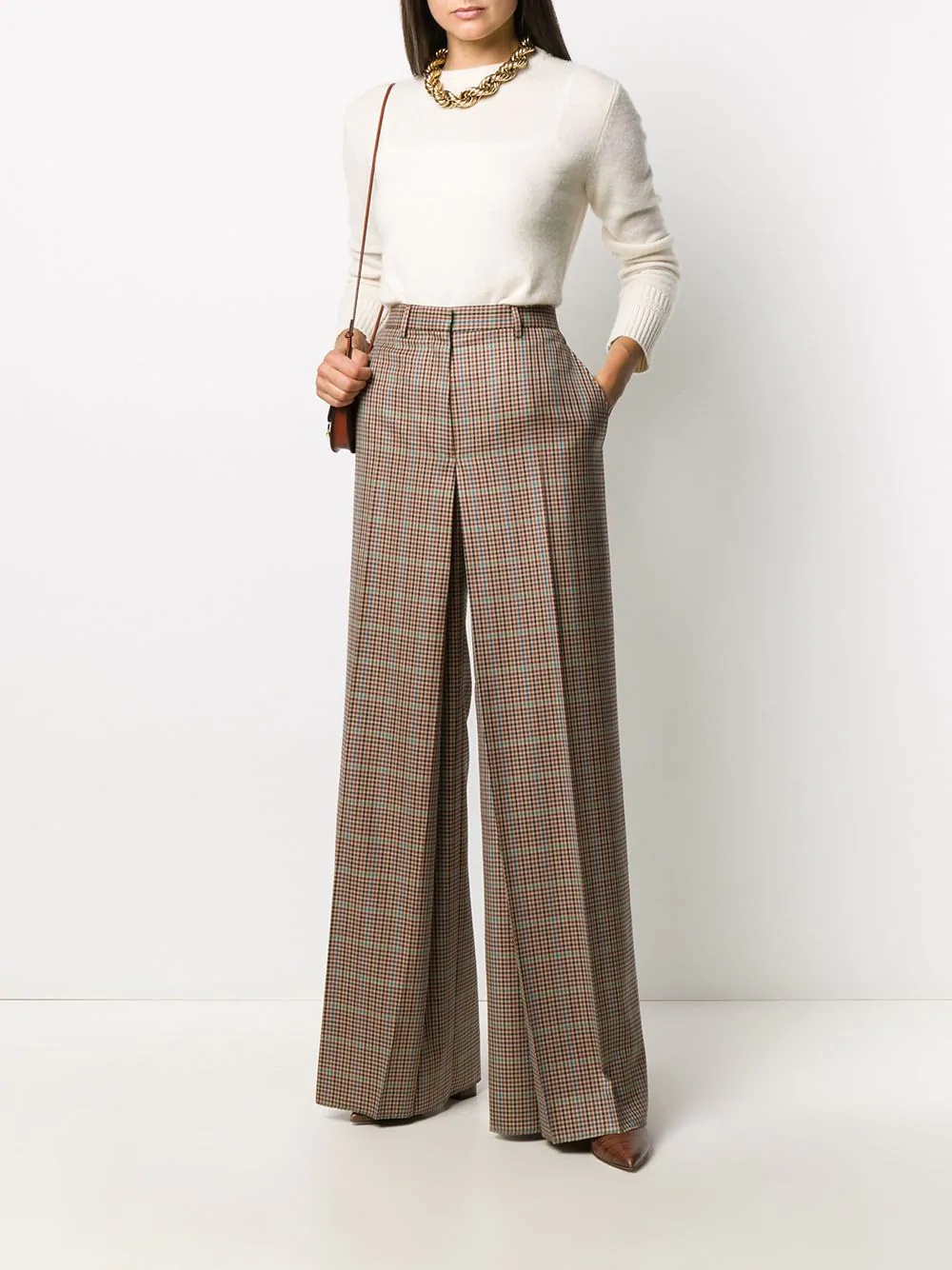 wide-leg check trousers - 2