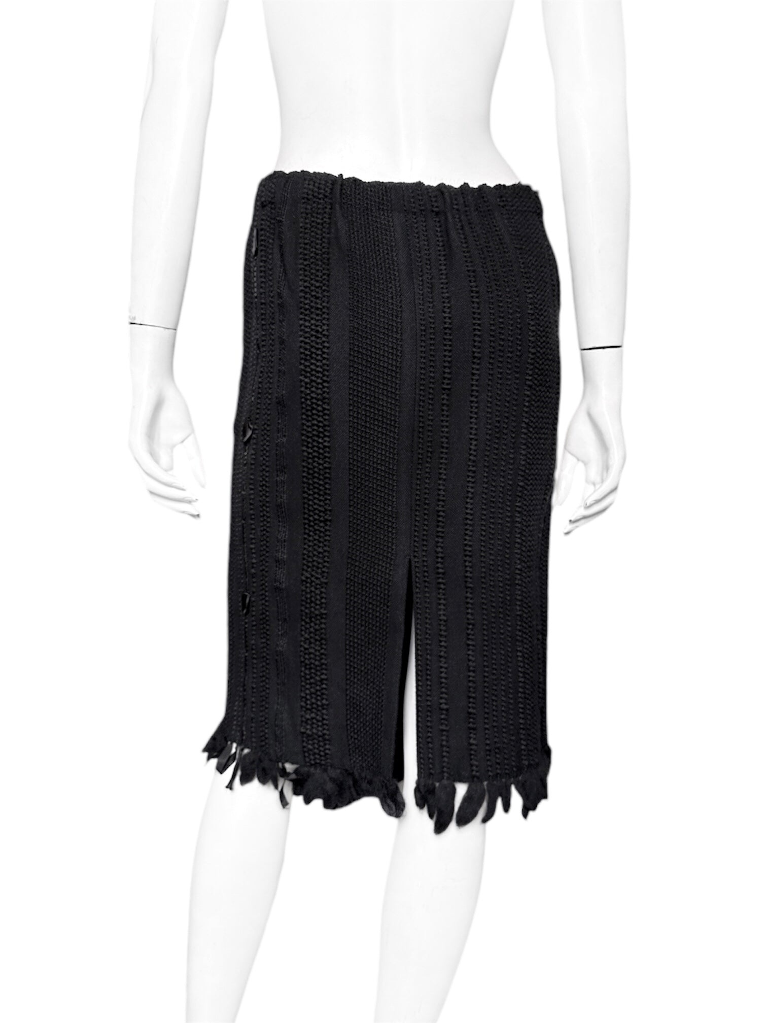 Gucci Fall 2002 Tom Ford Ribbon Wool Fur Midi Dress 42 - 6
