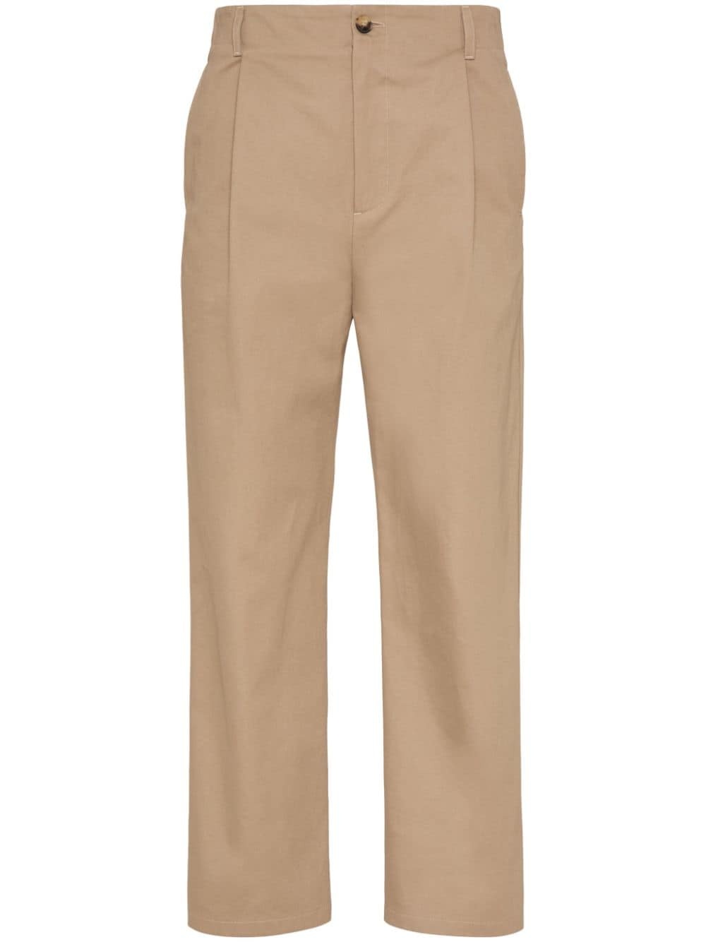 pleat-detail cotton chino trousers - 1