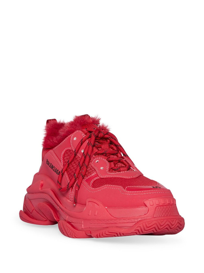 BALENCIAGA Triple S faux-fur trim sneakers outlook