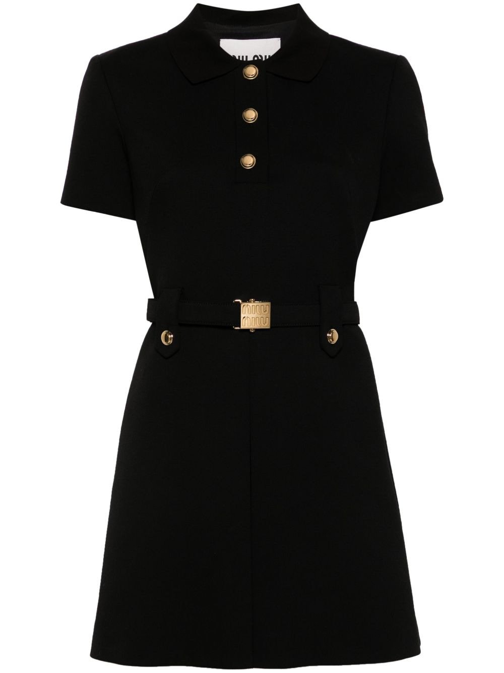 logo-belt mini dress - 1