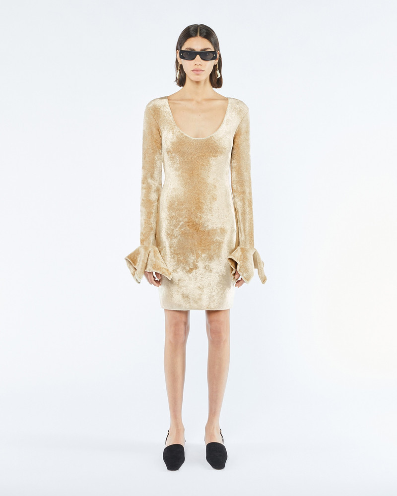 Nanushka BRINA - Velour knit mini dress - Creme outlook