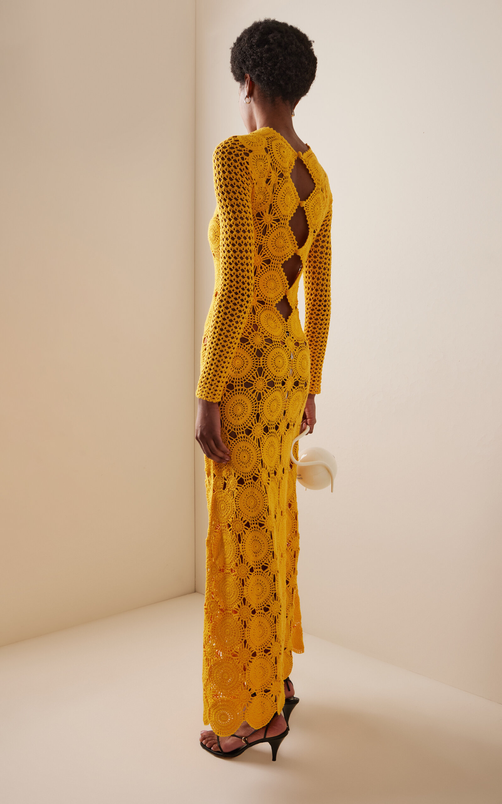 Siula Crocheted Cotton Maxi Dress yellow - 5