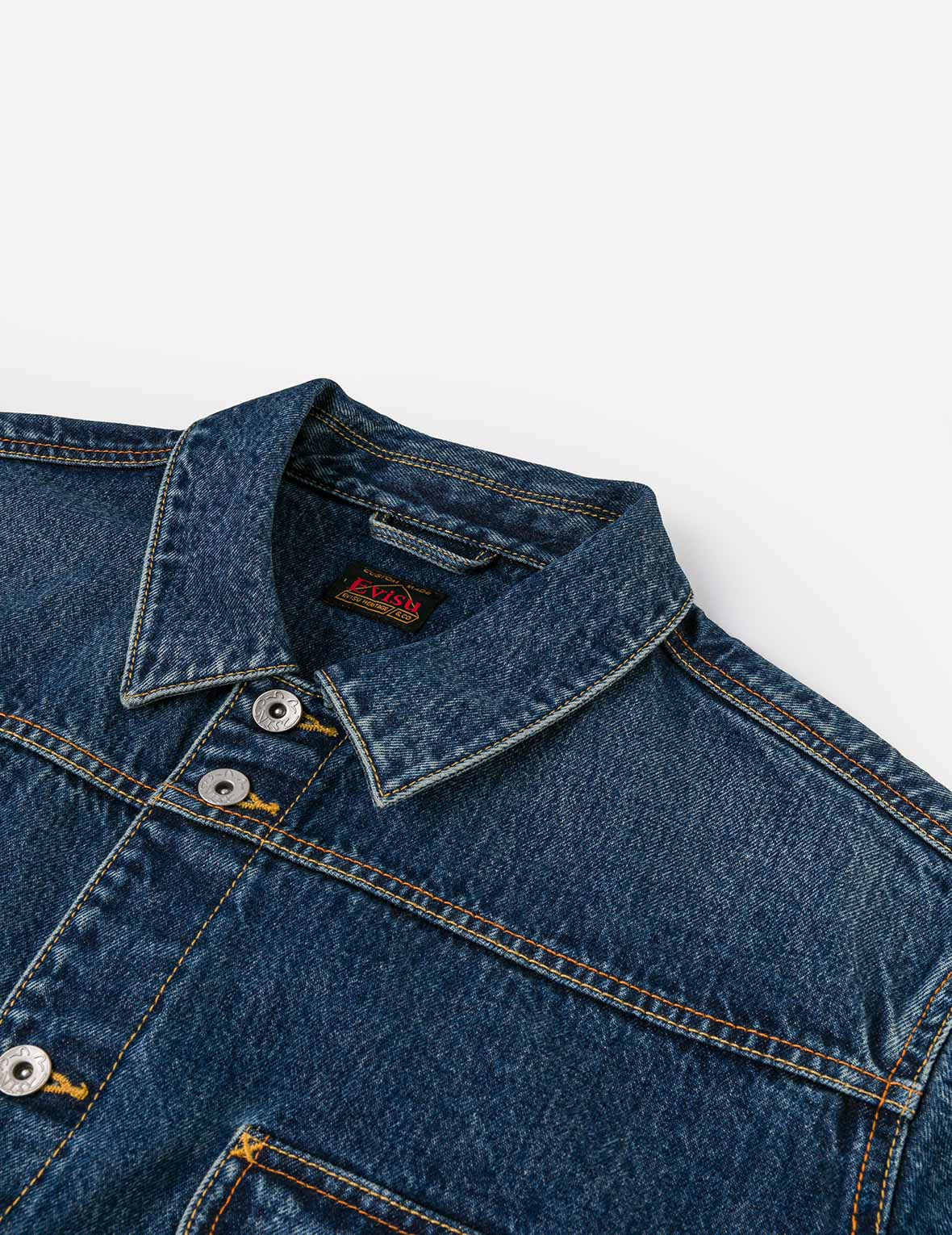 Distressed Seagull Print and Frayed Logo Patch Embroidery Relax Fit Denim Jacket - 9