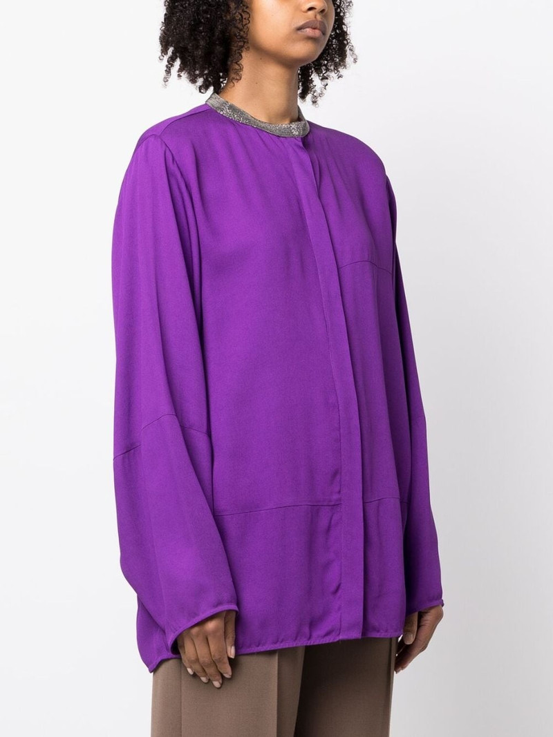 rhinestone-embellished collarless shirt 3