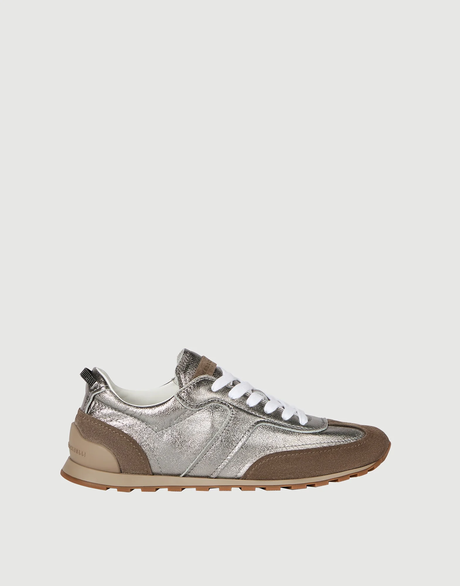 Lamé calfskin and suede runners with shiny loop - 1
