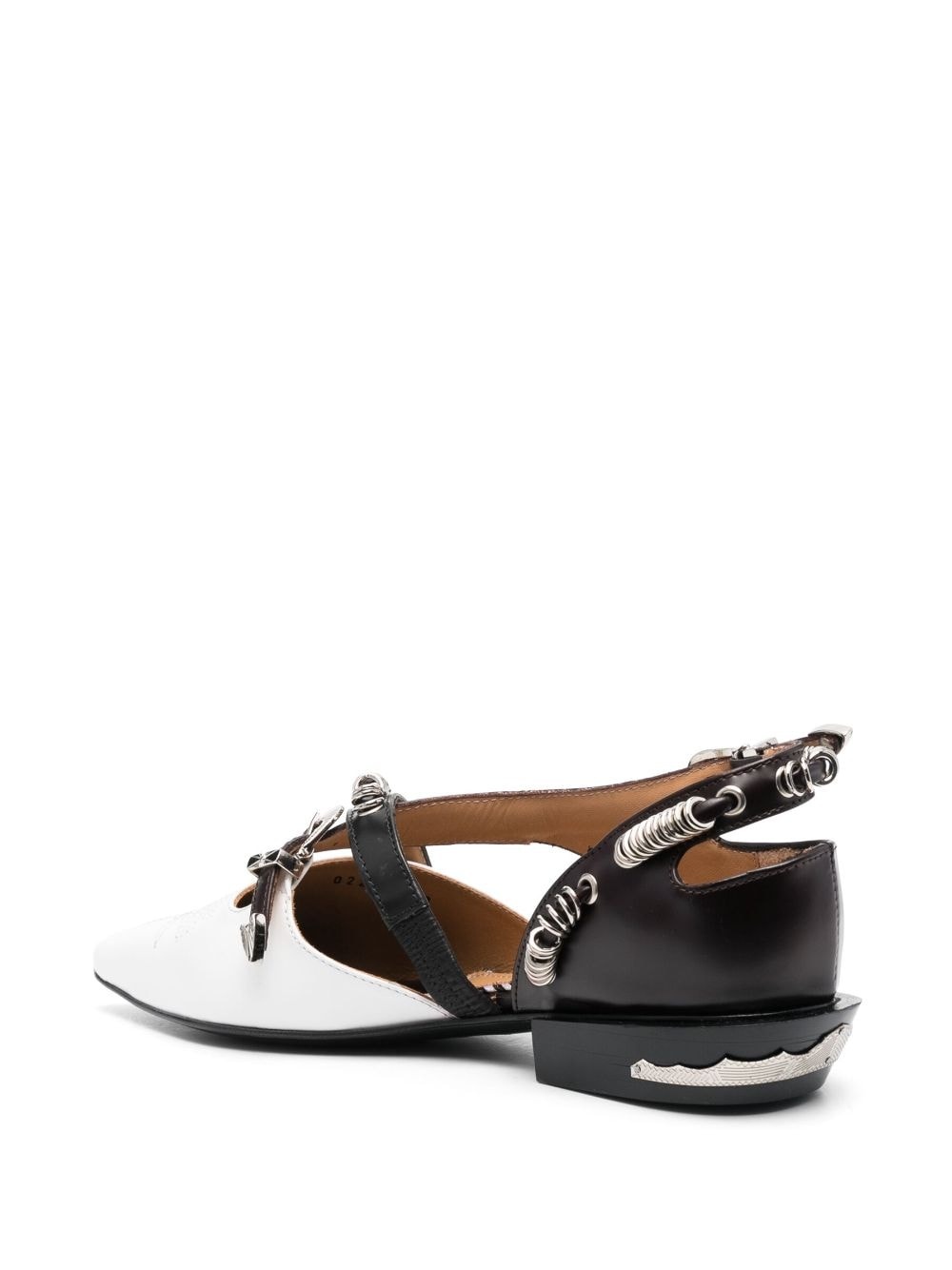 panelled leather ballerina shoes - 3