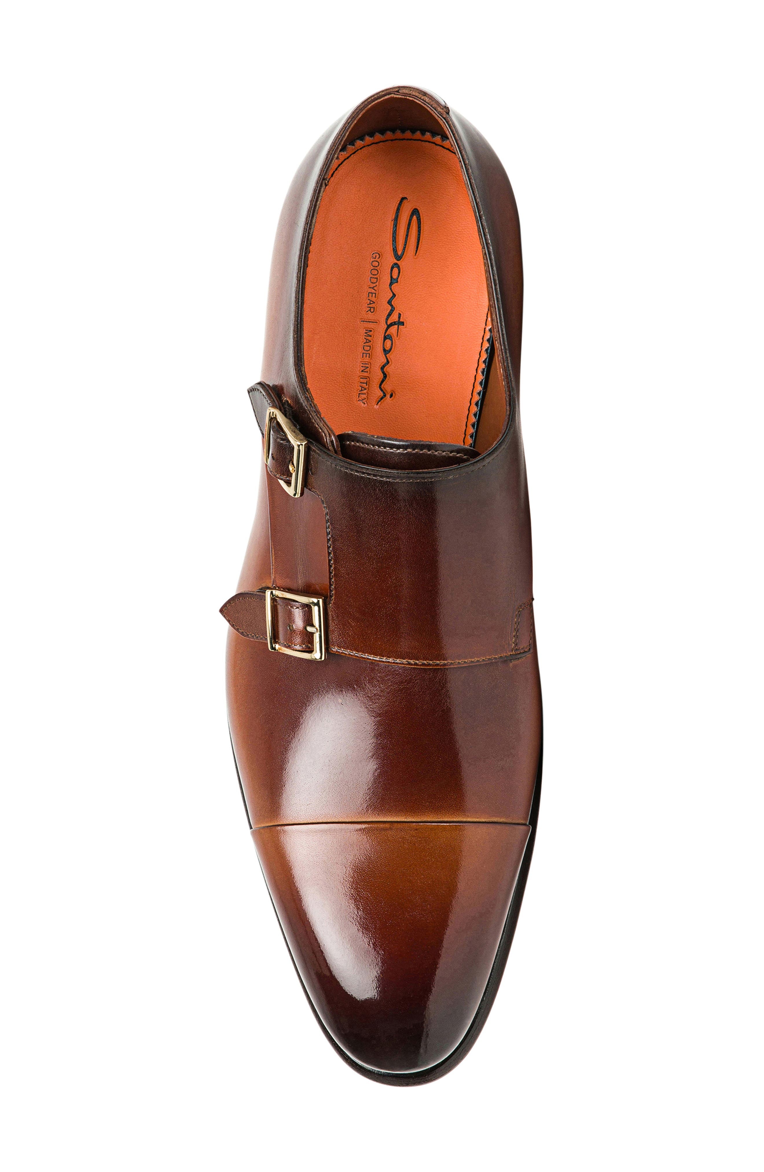 Santoni IRA Double Monk Strap Shoe in Dark Brown at Nordstrom - 5