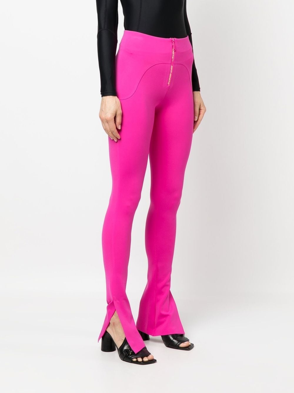 zip-front side-slit leggings - 3