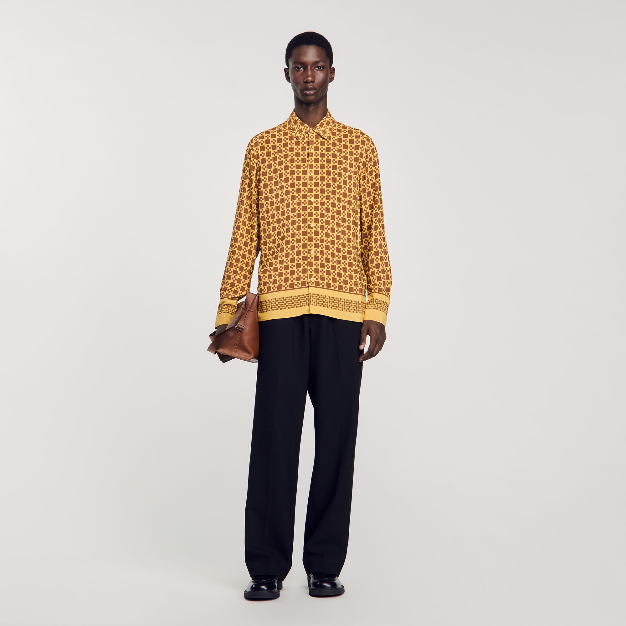 SQUARE CROSS MOTIF FLOWING SHIRT - 2