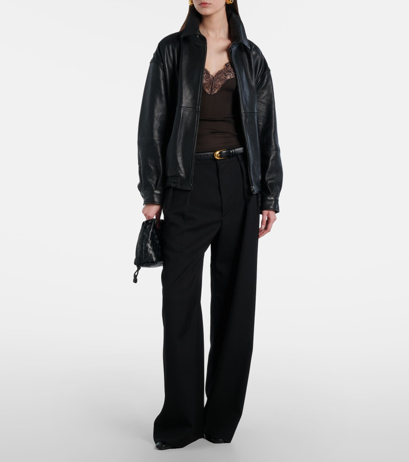 NOUR HAMMOUR Doran oversized leather blouson jacket outlook