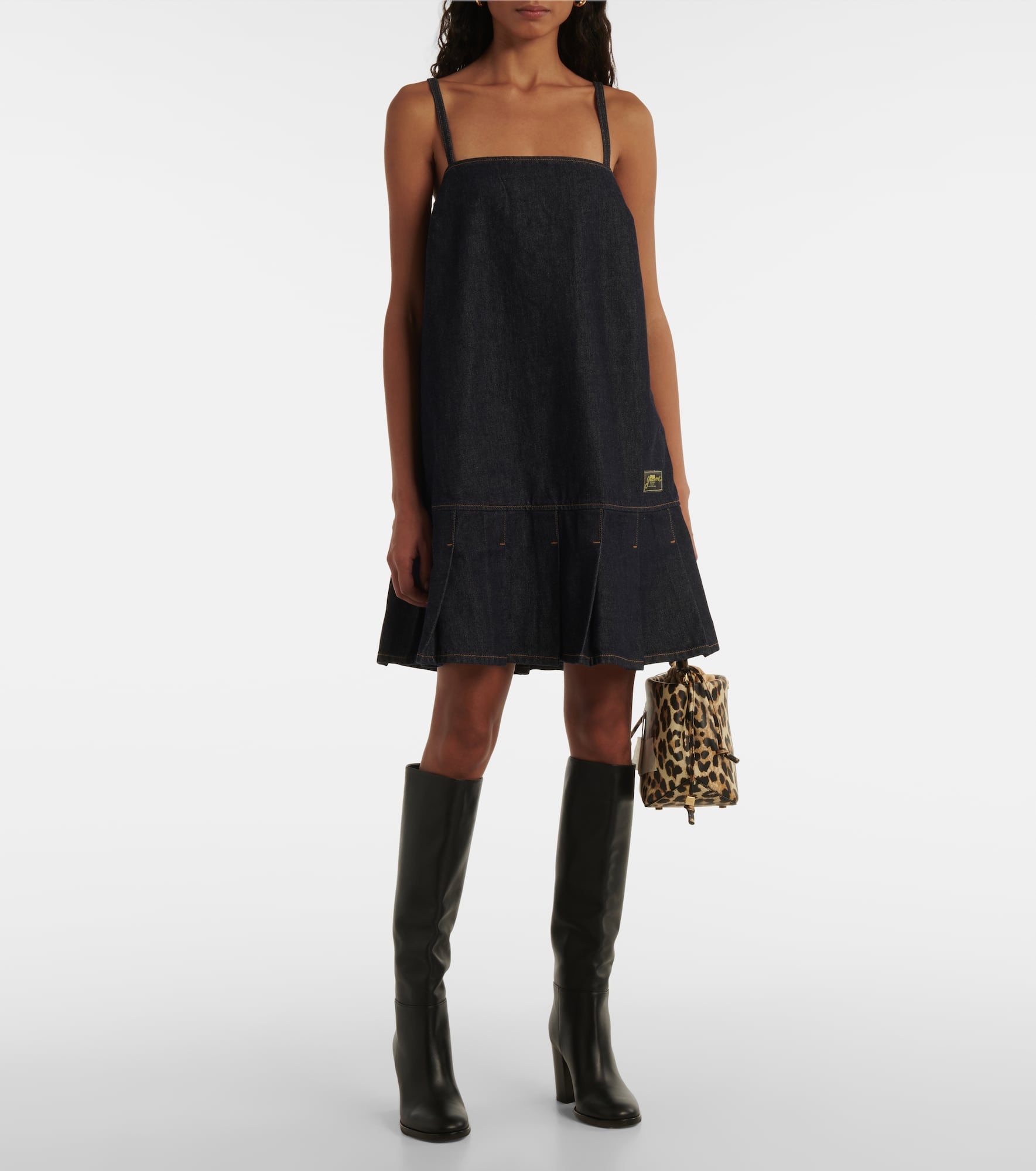 Pleated denim minidress - 2