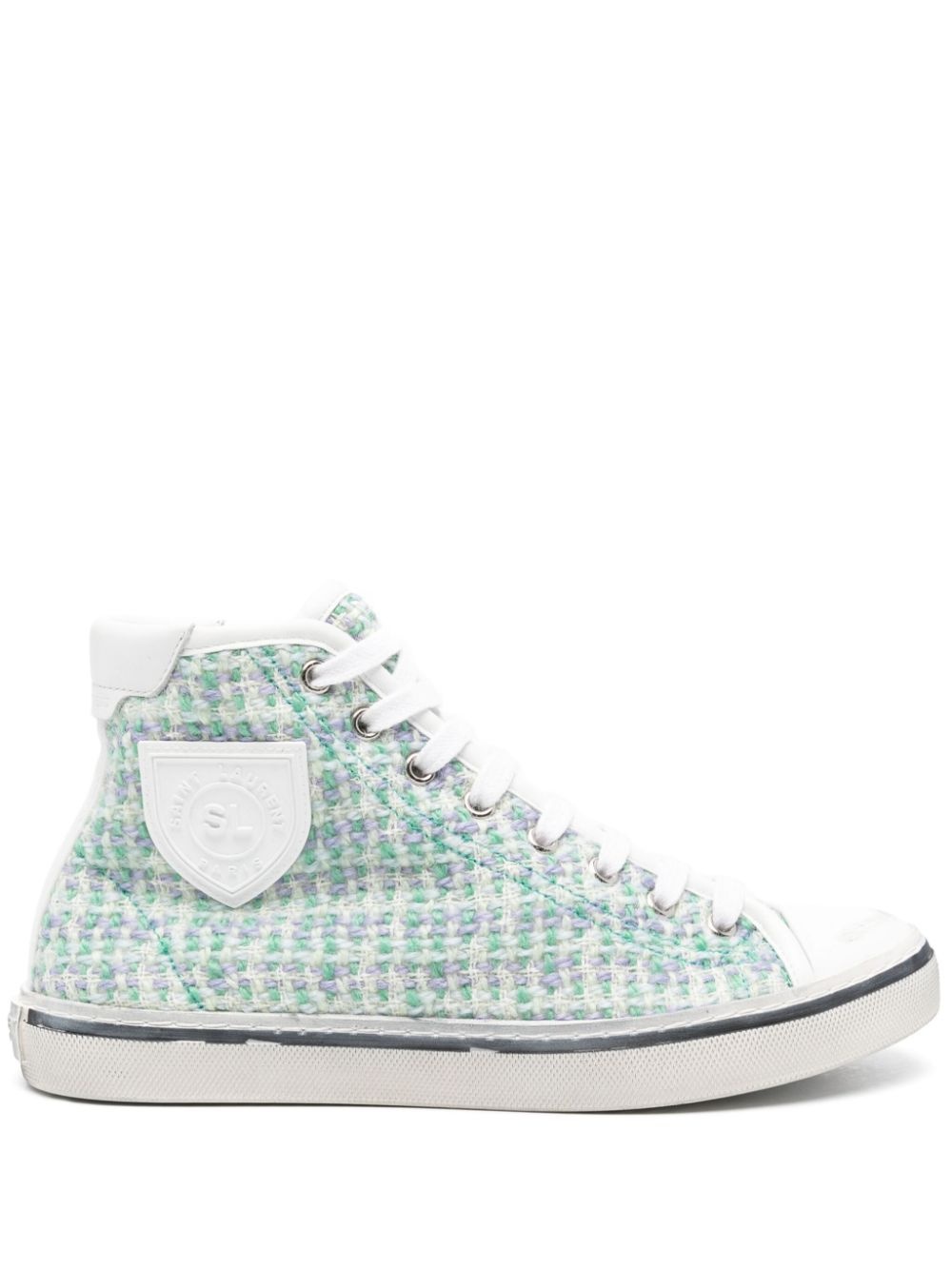 tweed logo patch trainers - 1