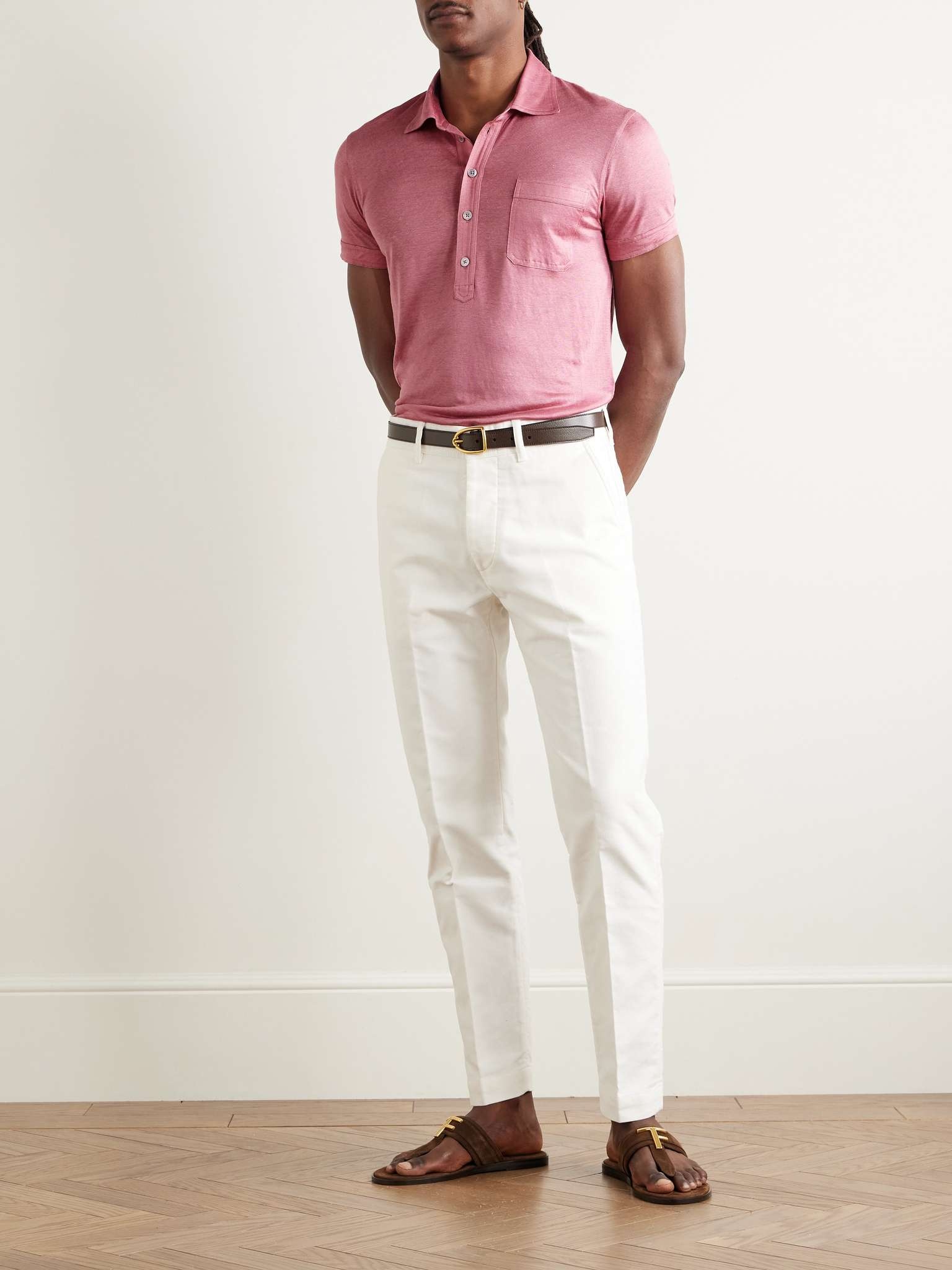 Slim-Fit Silk and Linen-Blend Polo Shirt - 2