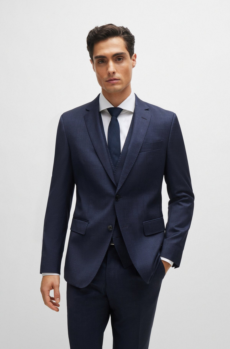 THREE-PIECE SLIM-FIT SUIT IN PATTERNED STRETCH WOOL 3