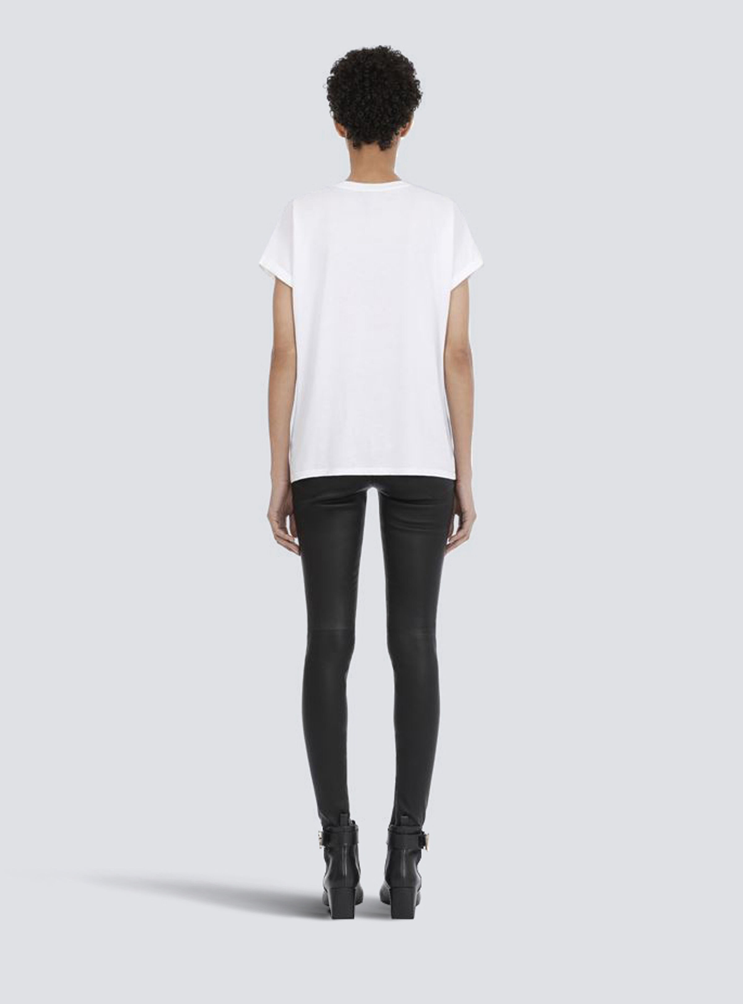 Eco-designed cotton T-shirt with small flocked Balmain logo - 4