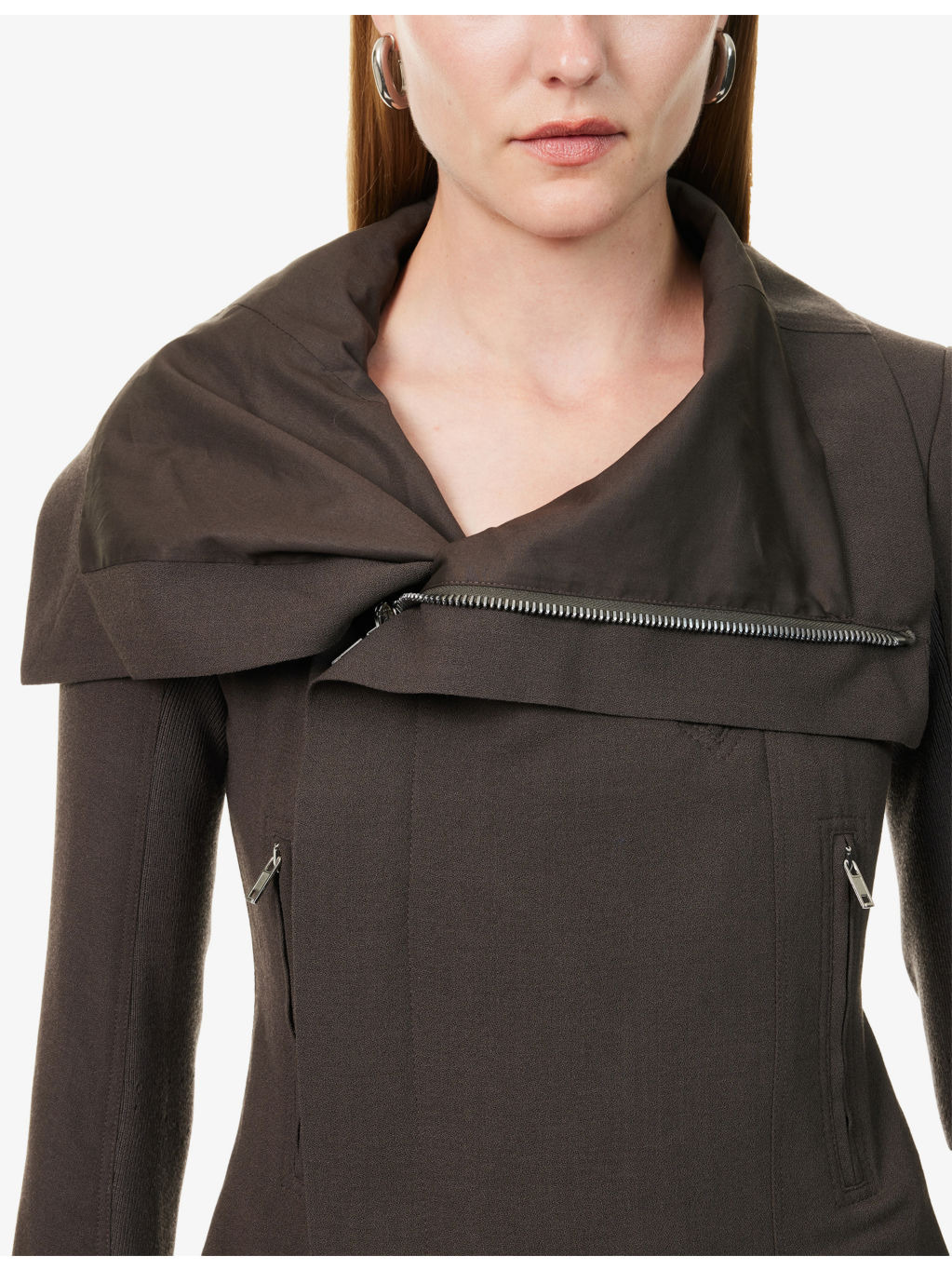 Classic Biker Cropped Wool Jacket - 5