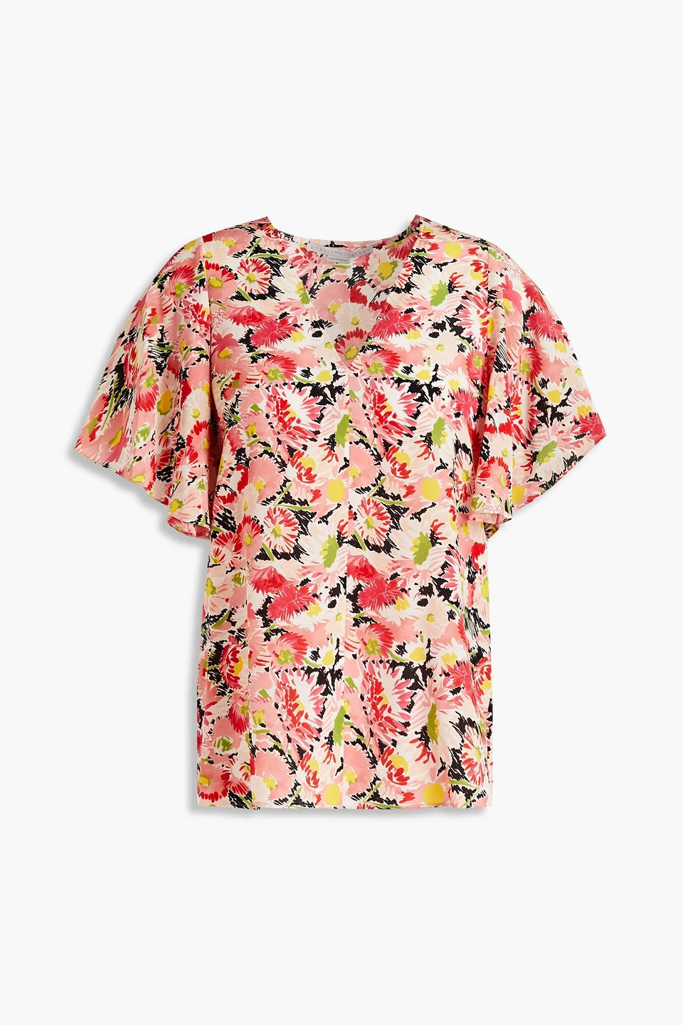 Floral-print silk crepe de chine top - 1