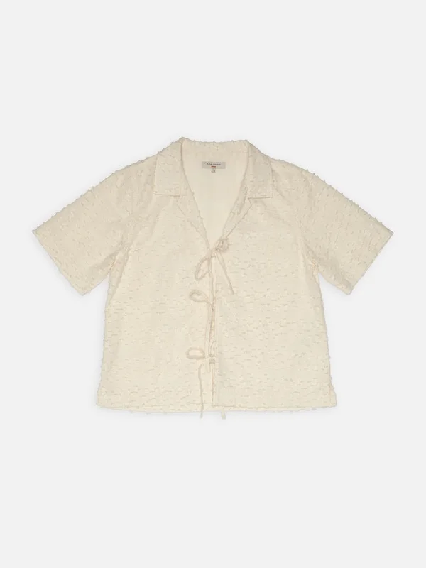 Moa Tie Fringe Shirt Offwhite - 1
